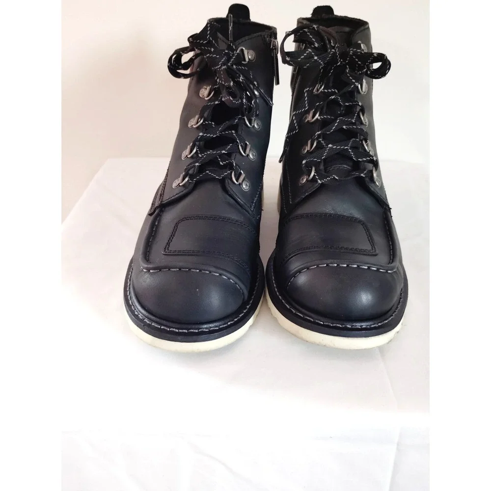 Harley‑Davidson Bremen Black Leather Motorcycle Riding Boots Men 10 Lace Up Goth